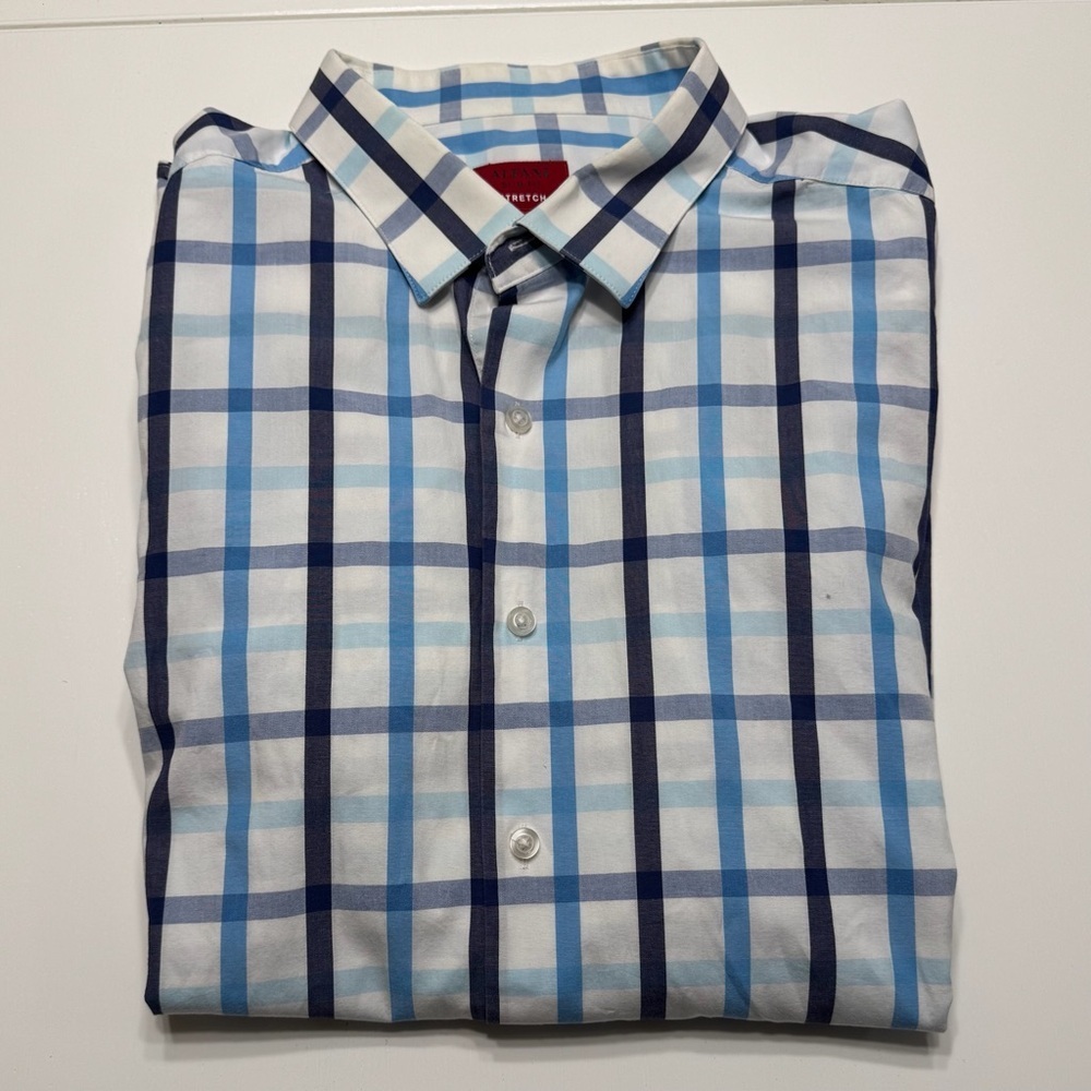 Alfani Men's Blue XL Checkered Shirt